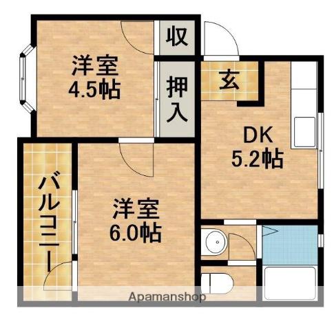 CLASSIC(2DK/2階)の間取り写真