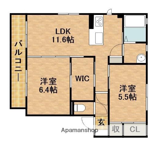 グランコートⅣ(2LDK/1階)の間取り写真
