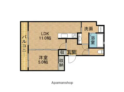 カーサM(1LDK/1階)の間取り写真