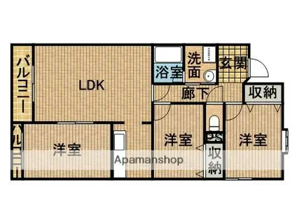 ラフィーネ掛川AⅠ(3LDK/1階)の間取り写真