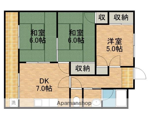 尾野スカイハイツⅡ(3DK/3階)の間取り写真