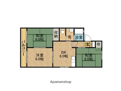 グロリアスA(3DK/2階)の間取り写真