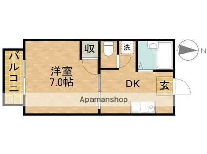 セジュールK(1DK/2階)の間取り写真