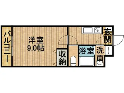 ルースヤハタ(1K/4階)の間取り写真