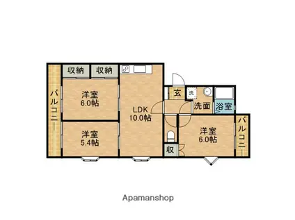 エバーグリーンB棟(3LDK/3階)の間取り写真