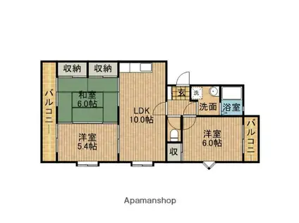 エバーグリーンB棟(3LDK/1階)の間取り写真