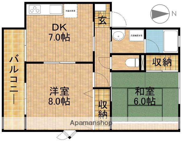 ハイツアルタイルⅠ(2DK/2階)の間取り写真