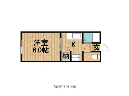 ジュビロⅡ(1K/2階)の間取り写真