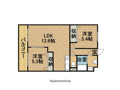 BRAVERY MAY(2LDK/3階)の間取り写真