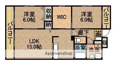 ベルエアー(2LDK/1階)の間取り写真