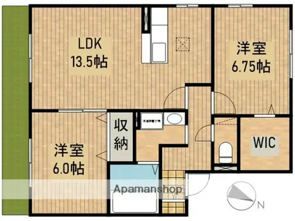 神立の杜B(2LDK/1階)の間取り写真