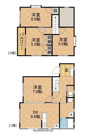 東海道本線 磐田駅 バス乗車時間:15分 白羽バス停で下車 徒歩4分 2階建 築18年(4SDK)の間取り写真
