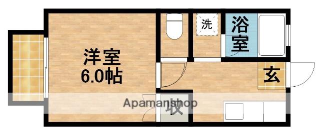 レクリオヒロⅡ(1K/1階)の間取り写真