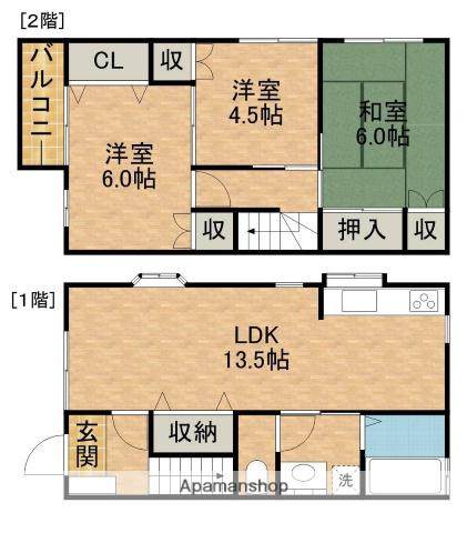 オカテックテラスハウス3(3LDK)の間取り写真