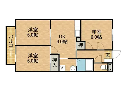 SURPLUSTHREE大松(3DK/1階)の間取り写真