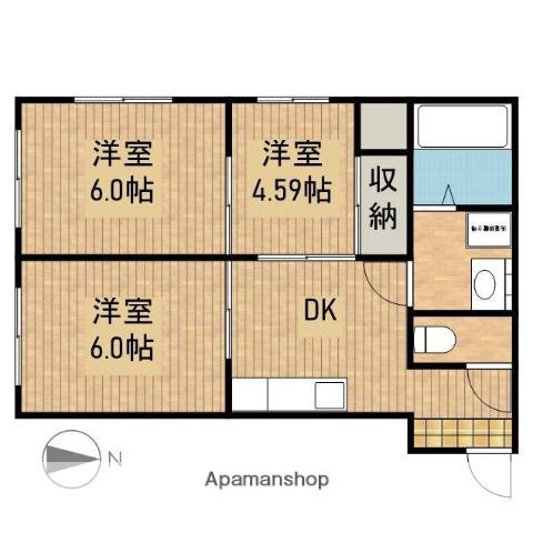 レクリオヒロ西池新田(3DK/1階)の間取り写真