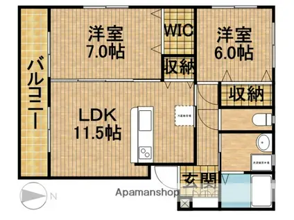 カンパウ佐藤(2LDK/2階)の間取り写真