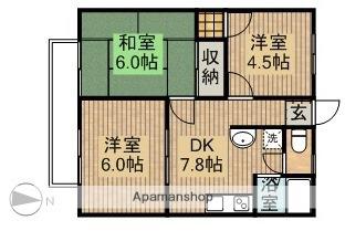 サンビレッチD(3DK/2階)の間取り写真