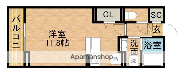 ラフィーネ(ワンルーム/2階)の間取り写真