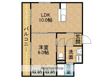 AZURE SKY(1LDK/3階)の間取り写真