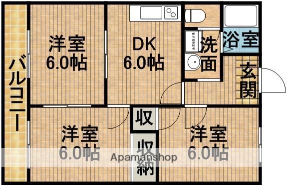 メゾンエクセル弥生(3DK/2階)の間取り写真