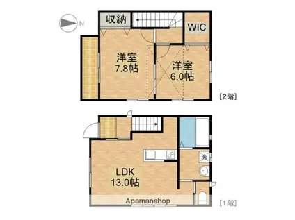 東海道本線 高塚駅 徒歩5分 2階建 築14年(2LDK)の間取り写真