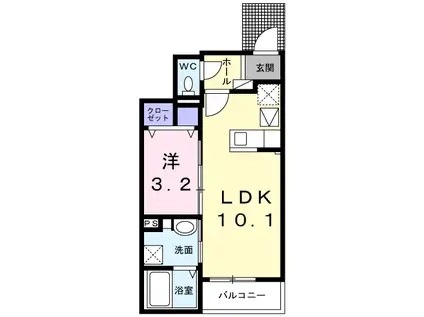 はるにとぶ(1LDK/1階)の間取り写真