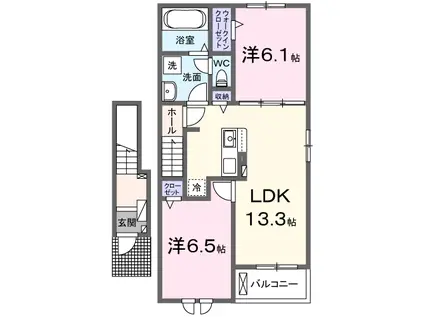 ラ・パーチェ(2LDK/2階)の間取り写真