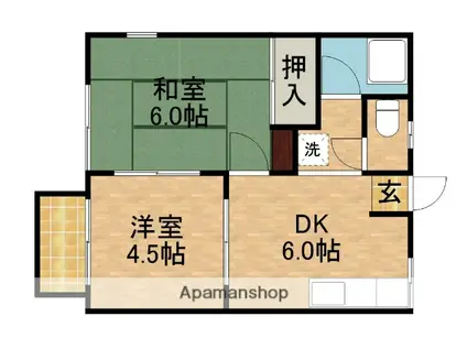 千和コーポ(2DK/2階)の間取り写真