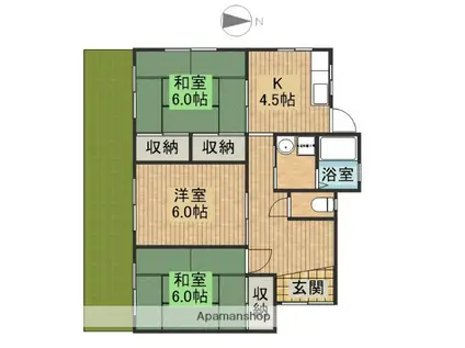 東海道本線 浜松駅 バス乗車時間:15分 本郷南バス停で下車 徒歩2分 1階建 築52年(3K)の間取り写真