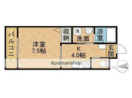 アーバンヒルズ元浜(1K/1階)の間取り写真