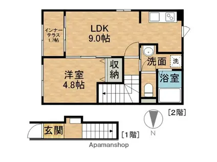 ひまわり(1LDK/2階)の間取り写真