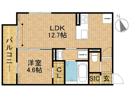 D-ROOM下池川町(1LDK/1階)の間取り写真