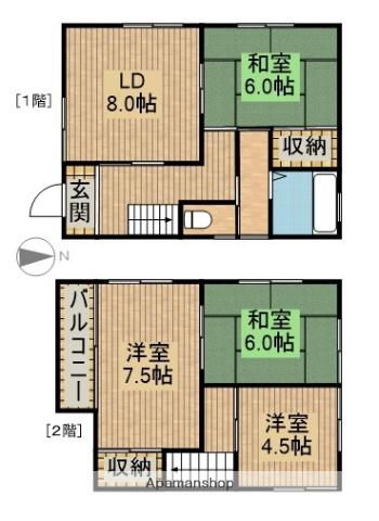 東海道本線 浜松駅 バス乗車時間:44分 さぎの宮南バス停で下車 徒歩3分 2階建 築34年(4DK)の間取り写真