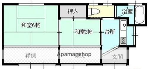 東海道本線 浜松駅 バス乗車時間:6分 鴨江坂上バス停で下車 徒歩6分 1階建 築55年(2K)の間取り写真