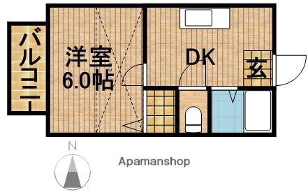レクリオヒロⅢ(1K/1階)の間取り写真