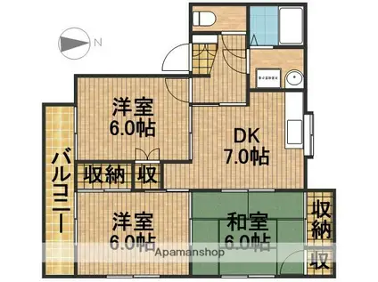 エクセレント(3DK/2階)の間取り写真