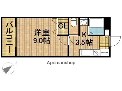 グランドソレーユ大瀬(1K/1階)の間取り写真