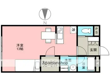 ラス・カサス(1K/3階)の間取り写真