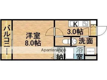 ビューロック(1K/1階)の間取り写真