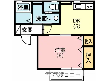 ファンテールC(1DK/1階)の間取り写真