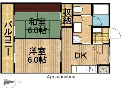 メゾン・ド・アムール(2DK/2階)の間取り写真