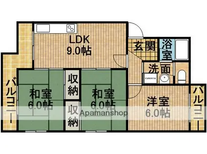 マンション ラフィーネ(3DK/3階)の間取り写真