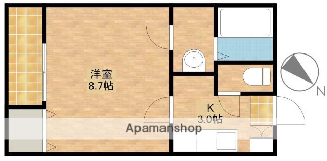 クレフラスト高丘A(1K/1階)の間取り写真