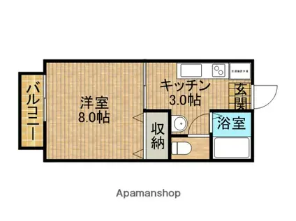 ハッピースマイル(1K/2階)の間取り写真