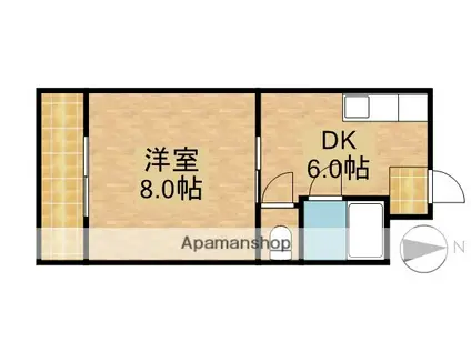 サンパレス木下(1DK/2階)の間取り写真