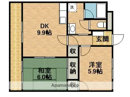 パティオ(2DK/1階)の間取り写真