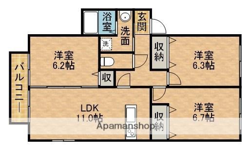 サンビレッジ神田C(3LDK/1階)の間取り写真