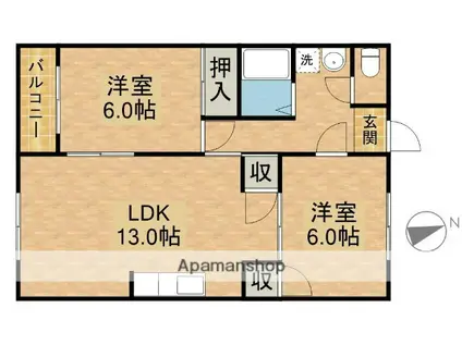 コーポラスヤマト(2LDK/2階)の間取り写真