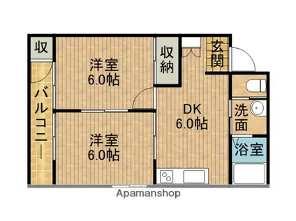 オラシオン登呂田 A棟(2DK/3階)の間取り写真